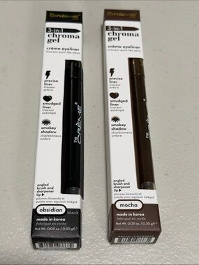 The Crème Shop 3-in-1 Chroma Gel Crème Eyeliner — Obsidian Black & Mocha Brown